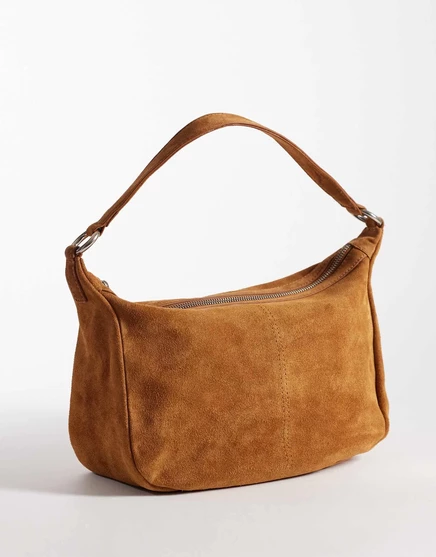 ДИЗАЙНЕРСКАЯ замшевая сумка через плечо ASOS коричневого цвета conker brown