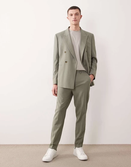 Дизайнерские зауженные брюки ASOS для костюма цвета шалфея sage