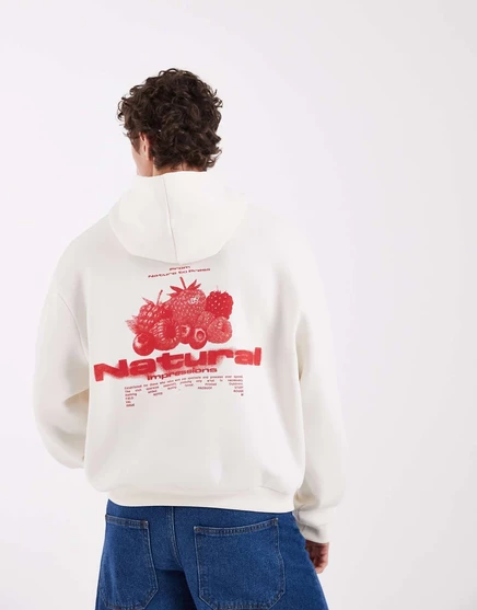 Мужское худи ASOS Design с фруктовым принтом, кремовое