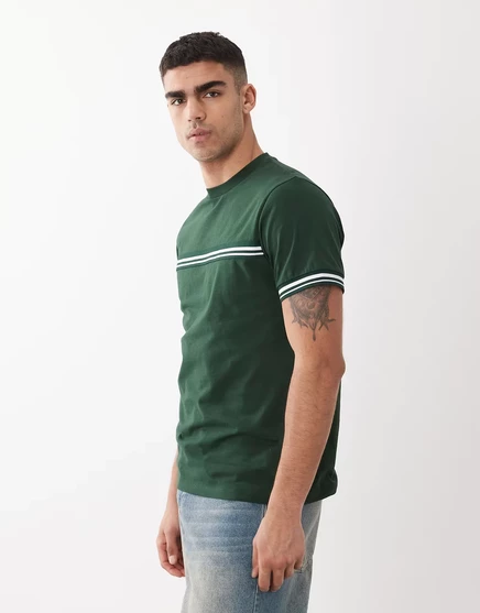 Мужская футболка ASOS Design с контрастной полосой, зеленая
