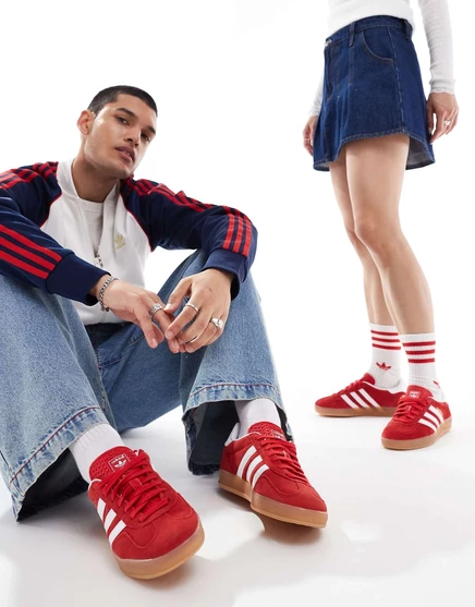 кроссовки adidas Originals Gazelle Indoor красного и белого цветов red