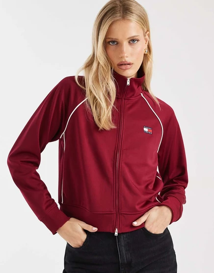 Женская спортивная куртка Tommy Jeans с нашивкой, красная