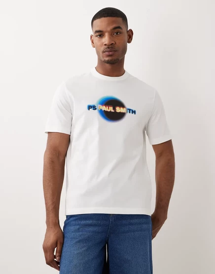 Футболка PS Paul Smith eclipse с графическим рисунком в стиле кэжуал белого цвета white