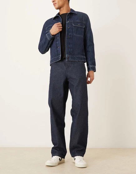Мужские джинсы ASOS Design свободного кроя в полоску, индиго
