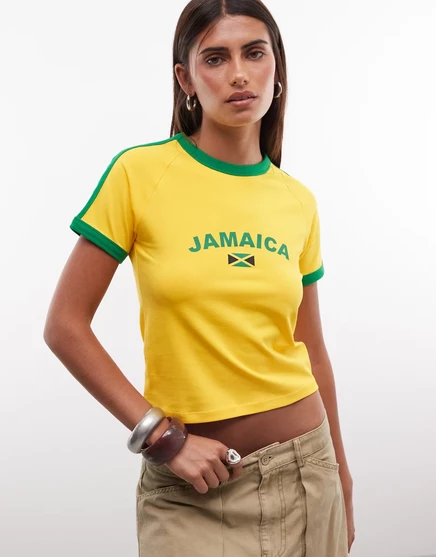 Женская футболка Reclaimed Vintage Jamaica, желтая