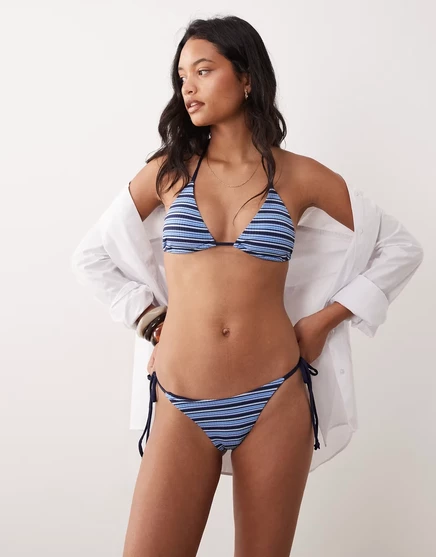 Женский бикини Cotton On треугольный в полоску Ella Navy, темно-синий