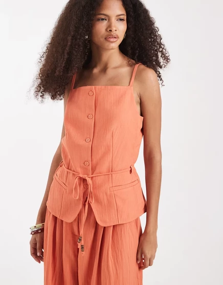 Женский топ Vero Moda на тонких бретелях с завязкой, оранжевый