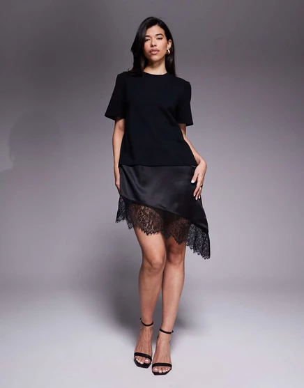 Женское платье ASOS Design мини с кружевом, черное