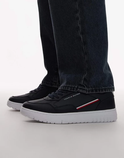 Кроссовки Tommy Hilfiger Basket core с логотипом в полоску темно-синего цвета  navy