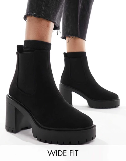 Женские ботинки челси ASOS DESIGN Elma на каблуке, черные