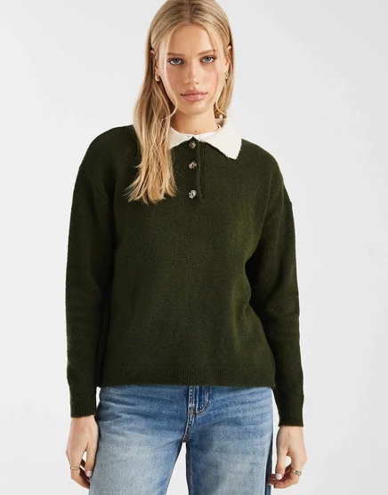 Дизайнерский трикотажный топ для регби от ASOS зеленого цвета хаки khaki