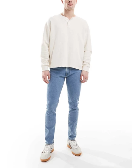 Джинсы JJ Rebel luke зауженного кроя светло-голубого цвета с эффектом стирки  blue denim