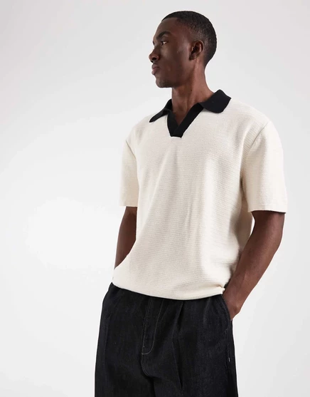 Мужское поло Jack & Jones с контрастным воротником, слоновая кость