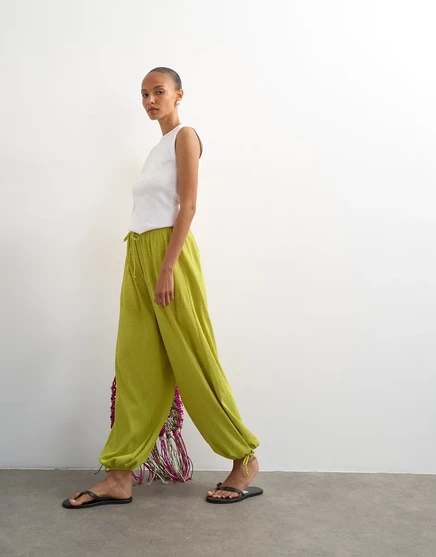 Женские брюки-«баллон» TopShop жатые, зеленые
