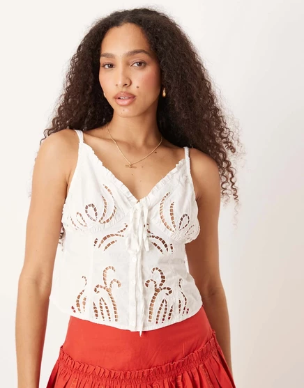 Верх-камзол с петельками Free People белого цвета lucent white