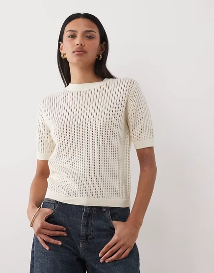 Женский трикотажный топ Mango из 100% хлопка, кремовый