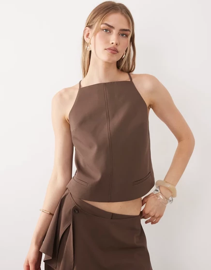 Женский топ ASOS Design с завязкой на спине, мокко