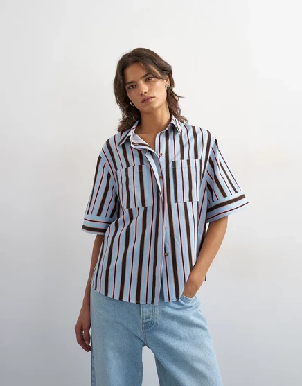 Женская рубашка Topshop в синюю полоску