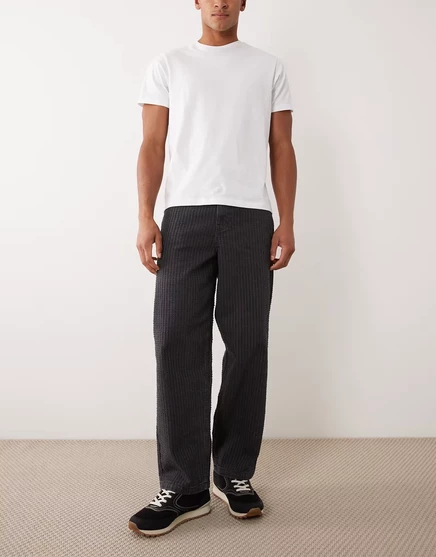 Мужские джинсы ASOS Design свободного кроя, потерто-черные
