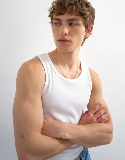 Майка Topman premium с квадратным горлышком в рубчик белого цвета white
