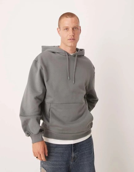 Толстовка ASOS DESIGN premium heavyweight oversize hoodie 400gsm с расклешенными рукавами серого цвета sedona sage