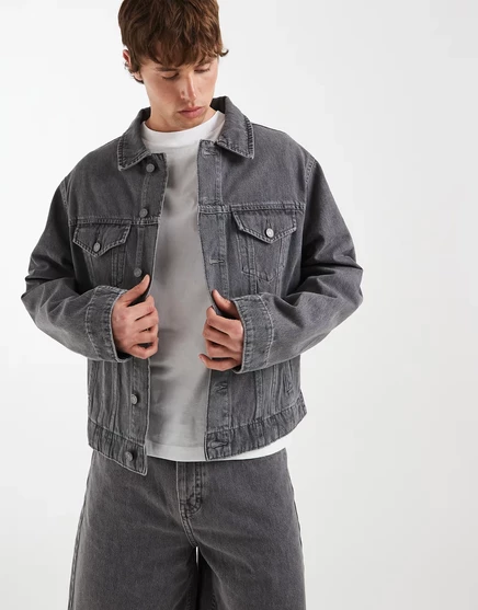Джинсовая куртка дальнобойщика из коллекции ASOS DESIGN Circular Design Collection в винтажном сером цвете средней стирки