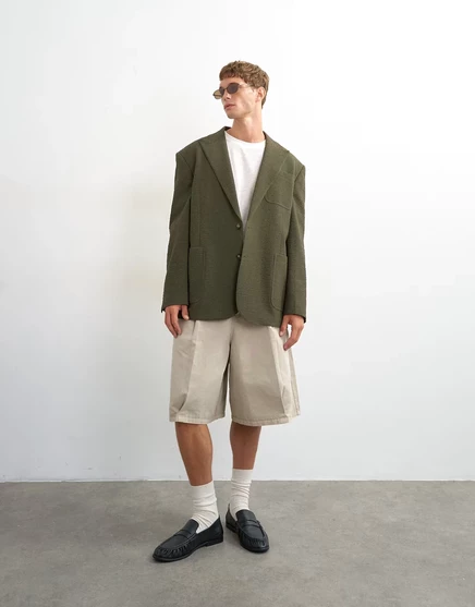 Мужской блейзер Topman oversize жатый, хаки
