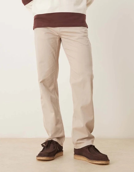  Брюки чинос прямые ASOS DESIGN песочного цвета pelican