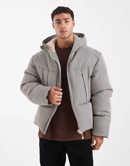 Дизайнерский пуховик ASOS в серую клетку от ASOS DESIGN gray