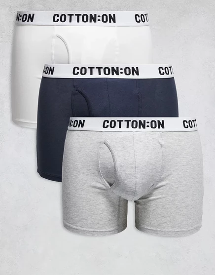 Мужские боксеры Cotton On 3 шт., св.-серый/т.-синий/белый