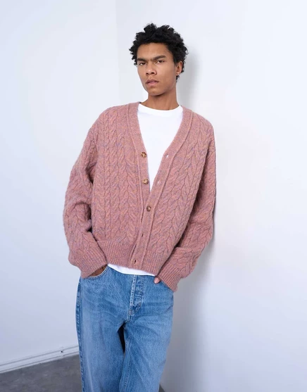 Кардиган из плотной вязки Topman розового цвета pink