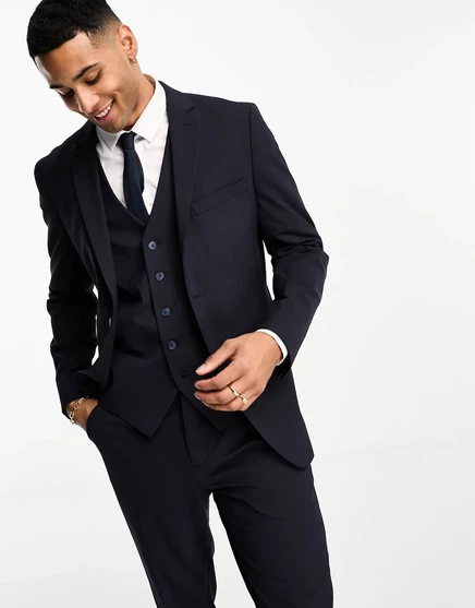 Темно-синий пиджак узкого кроя Selected Homme navy blazer