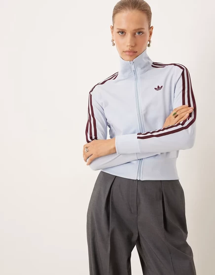 классический спортивный топ Firebird от adidas Originals синего и темно-бордового цветов