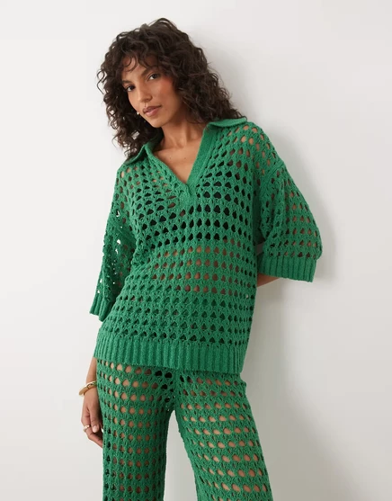 Женский топ ASOS Design с коротким рукавом, зеленый