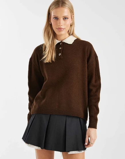 Дизайнерский трикотажный топ для регби ASOS шоколадно-коричневого цвета brown