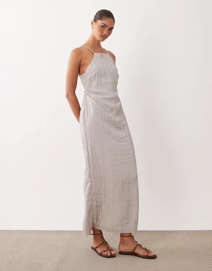 Женское макси-халтер-платье ASOS Design из жатой ткани, тауп