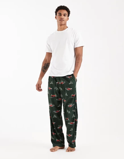 Мужские штаны для сна Hollister с принтом, черные