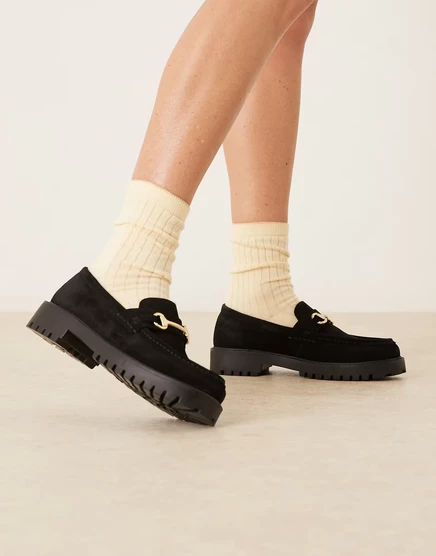 Женские лоферы WALK London Clara Trim, черные замшевые
