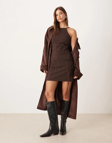 Облегающее боди с квадратным вырезом от ASOS DESIGN шоколадного цвета brown