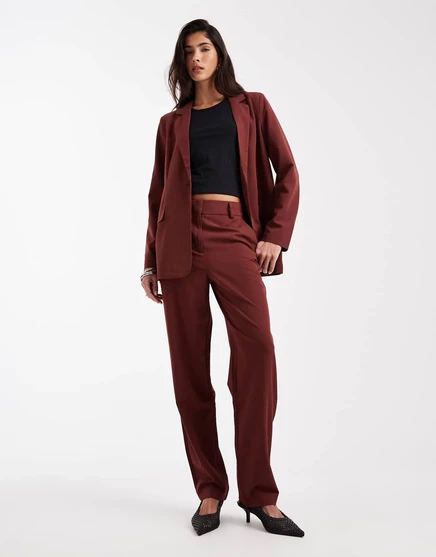 Брюки прямого кроя Vero Moda бордового цвета - часть комплекта
