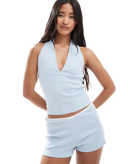 Майка-топ на бретельках Miss Selfridge бледно-голубого цвета pale blue