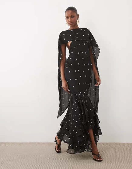 Женское макси-платье ASOS Design халтер с шарфом, в горох