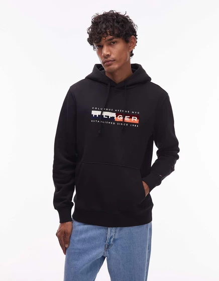 Мужское худи Tommy Hilfiger с логотипом, черное