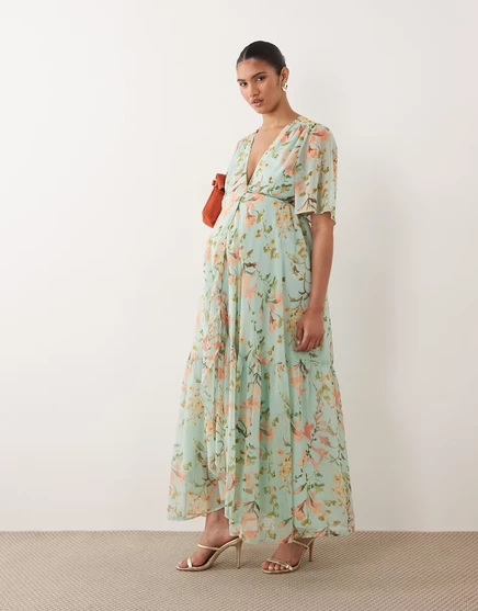 Платье для беременных Hope & Ivy Maternity с запахом, шалфейовый принт