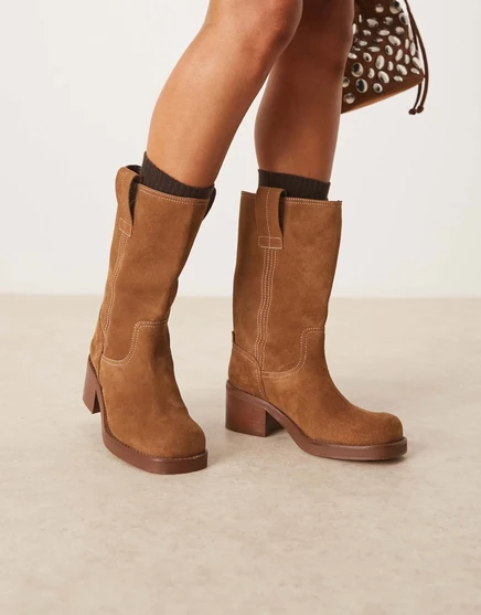 Замшевые ботинки ASOS DESIGN Caspia premium коричневого цвета tan suede