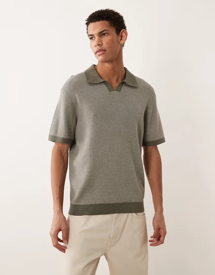 Мужское поло Jack & Jones Premium с разрезным воротом, дымчато-оливковое