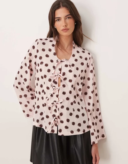 Розовая блузка с бантом в горошек от Sister Jane Illume  pink polka