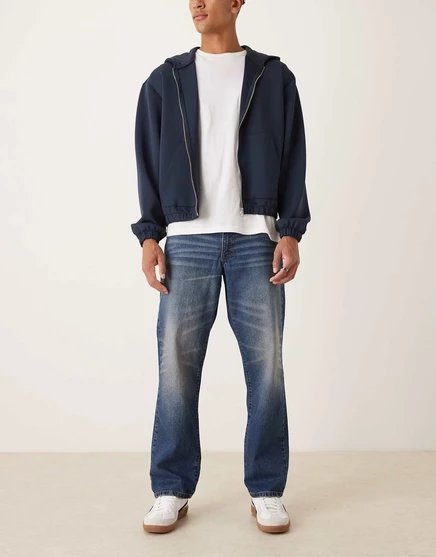  Прямые джинсы ASOS DESIGN темно-синие dark wash blue