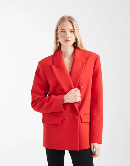 Женский блейзер ASOS Design Power-Shoulder двубортный, красный