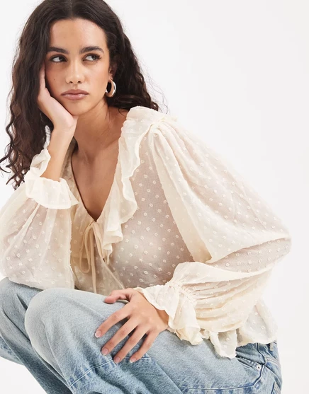 Женская блузка Only Frill Details текстурированная, белая